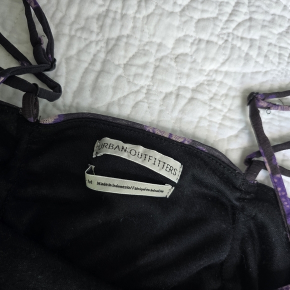 Urban Outfitters Purple Butterfly Mesh Side Cinch Drawstring Ruched Tank Top - Picture 4 of 8